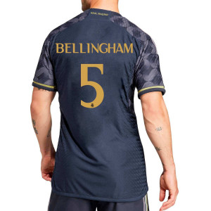 adidas Camiseta Real Madrid Bellingham 5 Visitante 2023-2024 (Dorsal Estilo  Trofeo)