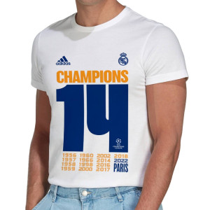 Camiseta adidas Real Madrid Campeón 14 Champions blanca | futbolmania