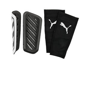 Espinilleras Puma Ultra Light Sleeve - Espinilleras de fútbol Puma con mallas de sujeción - blancas y negras