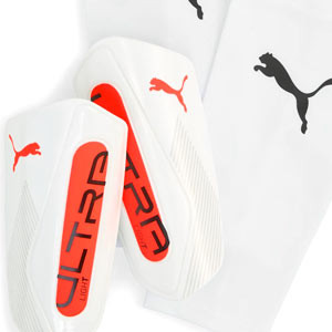 Puma Ultra Light Sleeve - Espinilleras de fútbol Puma con mallas de sujeción - blancas