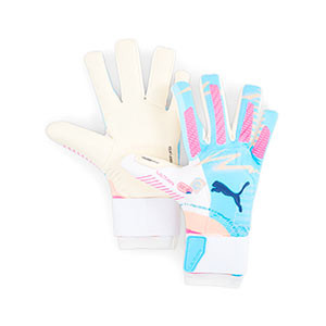 Puma Future Ultimate Volume Up Hybrid - Guantes de portero profesionales Puma de corte Híbrido - azul cian
