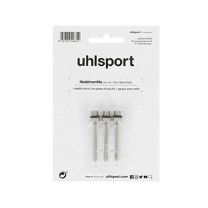 Pack de agujas Uhlsport 3 unidades - Pack tres agujas para inflar balones de 2 mm de diámetro Uhlsport - plateadas