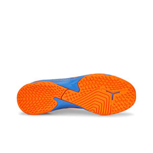 Puma Future Match IT+ Mid Jr - Zapatillas de fútbol sala con tobillera infantiles suela lisa IT - azules, naranjas