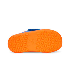 Puma Future Play TT V Inf - Zapatillas de fútbol multitaco con velcro para bebé Puma TT suela turf - azules, naranjas