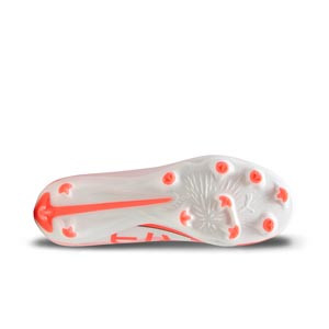 Puma Ultra 5 Pro FG/AG Jr - Botas de fútbol infantiles Puma FG/AG para césped natural y artificial - blancas, rojas