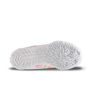 Puma Ultra 5 Play Velcro TT Jr - Zapatillas de fútbol multitaco infantiles con velcro Puma TT suela turf - blancas, rojas