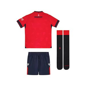 Equipación Macron Osasuna niño 2024 2025 - Conjunto infantil de la primera equipación Macron del Osasuna 2024 2025 - rojo