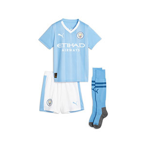 Equipación Puma Manchester City niño Grealish 2023 2024 - Conjunto infantil Puma primera equipación del Manchester City Grealish 10 2023 2024 - azul celeste