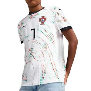 Camiseta Puma 2a Portugal niño Ronaldo 25 - Camiseta infantil de la segunda equipación Puma de Cristiano Ronaldo de la selección de Portugal 2025 - blanca
