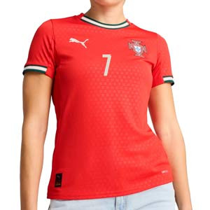 Camiseta Puma Portugal mujer Ronaldo 25 - Camiseta para mujer de la primera equipación Puma de Cristiano Ronaldo de la selección de Portugal 2025 - roja