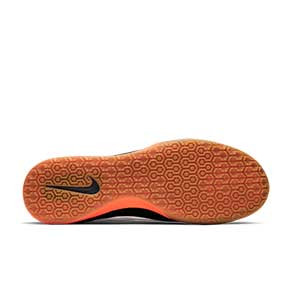 Nike Premier 2 Sala - Zapatillas de fútbol sala de piel Nike suela lisa IC - negras y naranjas - suela