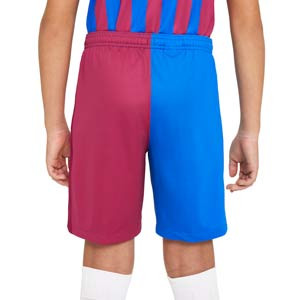 Short Nike Barcelona 2021 2022 niño Dri-Fit Stadium - Pantalón corto primera equipación infantil Nike del FC Barcelona 2021 2022 - azulgrana - completa trasera