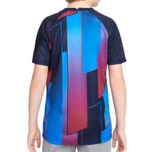 Camiseta Nike Barcelona niño pre-match - Camiseta de calentamiento pre-partido infantil Nike del FC Barcelona - azulgrana - completa trasera
