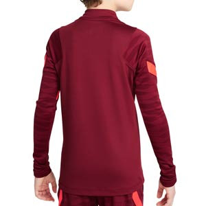 Sudadera Nike Liverpool entrenamiento niño Dri-Fit Strike - Sudadera infantil de entrenamiento Nike del Liverpool FC - granate - completa trasera