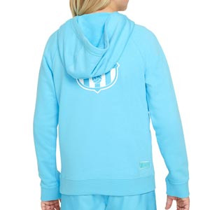 Sudadera Nike Barcelona niño Sportswear Beach Wash - Sudadera con capucha infantil de algodón Nike del FC Barcelona de la colección Beach Wash - azul celeste - trasera