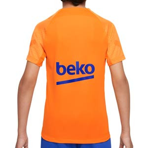 Camiseta Nike Barcelona entrenamiento niño Dri-Fit Strike - Camiseta de entrenamiento infantil Nike del FC Barcelona -ánaranja