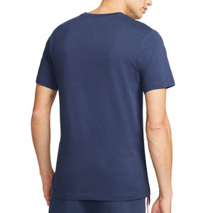 Camiseta de algodón Nike PSG Crest - Camiseta de manga corta de algodón Nike del PSG - azul marino