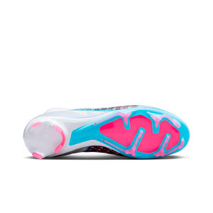 Nike Mercurial Zoom Superfly 9 Pro FG - Botas de fútbol con tobillera Nike FG para césped natural o artificial de última generación - blancas, azul celeste