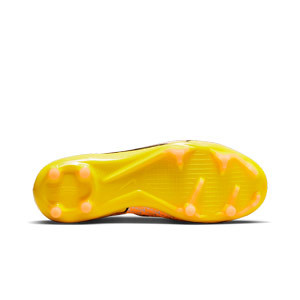 Nike Mercurial Jr Zoom Superfly 9 Pro FG - Botas de fútbol con tobillera infantiles Nike FG para césped natural o artificial de última generación - amarillas, naranjas