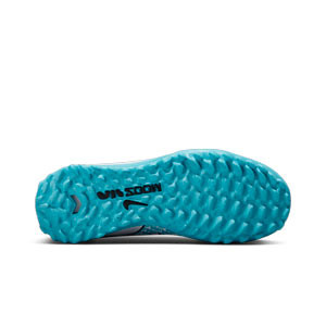 Nike Mercurial Jr Zoom Vapor 15 Academy TF - Zapatillas de fútbol multitaco Nike TF suela turf - blancas, azul celeste