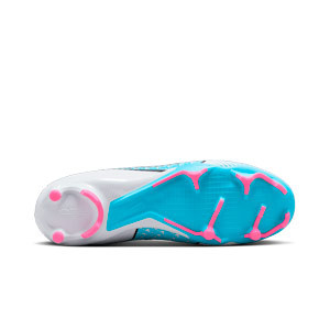 Nike Mercurial Zoom Superfly 9 Academy FG/MG - Botas de fútbol con tobillera Nike FG/MG para césped artificial - blancas, azul celeste