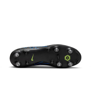 Nike Mercurial Zoom Superfly 9 Academy SG-PRO AC - Botas de fútbol con tobillera Nike SG-PRO para césped natural blando - negras, azules