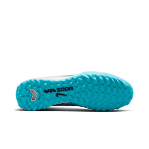 Nike Mercurial Zoom Superfly 9 Academy TF - Zapatillas de fútbol multitaco con tobillera Nike suela turf - blancas, azul celeste