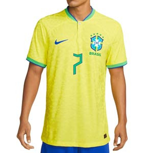 Camiseta Nike Brasil Vini Jr 2022 2023 Dri-Fit ADV Match - Camiseta auténtica de la primera equipación Nike de Brasil de Vinicius Jr 2022 2023  - amarilla