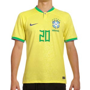 Camiseta Nike Brasil Vinicius Jr 2022 2023 Dri-Fit Stadium - Camiseta de la primera equipación de Vinicius Jr Nike de la selección de Brasil 2022 2023 - amarilla