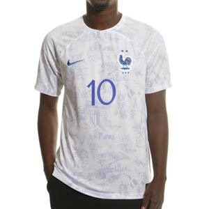 Camiseta Nike 2a Francia Mbappé 2022 2023 Dri-Fit Stadium - Camiseta segunda equipación de Kylian Mbappé Nike selección francesa 2022 2023 - blanca