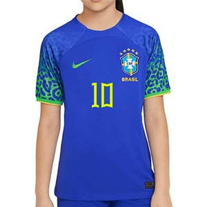Camiseta Nike 2a Brasil niño Neymar 2022 2023 DF Stadium - Camiseta infantil de la segunda equipación de Neymar Jr Nike de Brasil 2022 2023 - azul