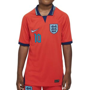 Camiseta Nike 2a Inglaterra Bellingham niño 22 23 DF Stadium - Camiseta de la segunda equipación infantil Nike de Inglaterra Bellingham 2022 2023 - roja
