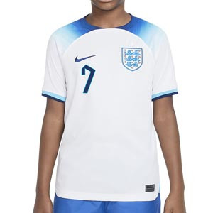 Camiseta Nike Inglaterra niño Grealish 2022 2023 DF Stadium - Camiseta infantil de la primera equipación Nike de Inglaterra de Jack Grealish 2022 2023- blanca