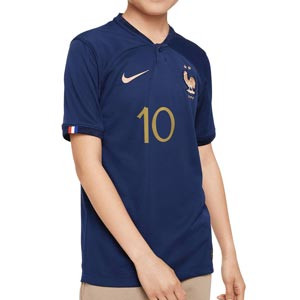 Camiseta Nike Francia Mbappé niño 2022 2023 Dri-Fit Stadium - Camiseta de la primera equipación infantil de Kylian Mbappé Nike de la selección de Francia 2022 2023 - azul marino