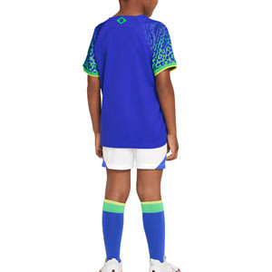 Equipación Nike 2a Brasil niño 3 - 8 años 2022 2023 - Conjunto infantil de 3 a 8 años Nike segunda equipación selección brasileña 2022 2023 - azul, blanco