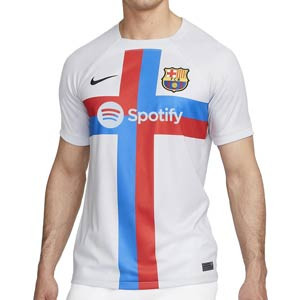 Camiseta Nike 3a Barcelona Lewandowski 2022 2023 DF Stadium - Camiseta tercera equipación de Robert Lewandowski Nike del FC Barcelona 2022 2023 - gris