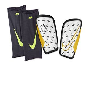 Nike Mercurial Lite Superlock - Espinilleras de fútbol Nike con mallas de sujeción - blancas