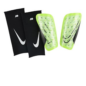 Nike Mercurial Lite Superlock - Espinilleras de fútbol Nike con mallas de sujeción - verde flúor