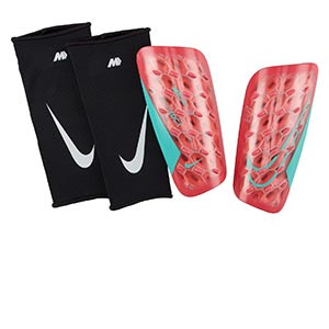 Nike Mercurial Lite Superlock - Espinilleras de fútbol Nike con mallas de sujeción - rojas