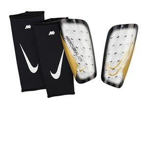 Nike Mercurial Lite - Espinilleras de fútbol Nike con mallas de sujeción - blancas