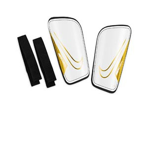 Nike Mercurial Hardshell - Espinilleras de fútbol Nike con cintas de velcro - blancas