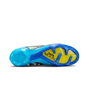 Nike Mercurial Zoom Superfly 9 Elite KM FG - Botas de fútbol con tobillera de Kylian Mbappé Nike FG para césped natural o artificial de última generación - azul celeste, amarillas