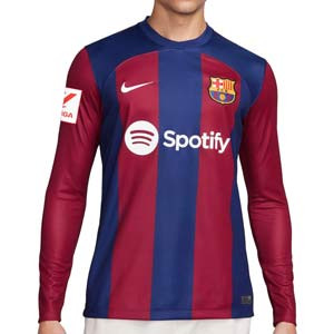 Camiseta Nike Barcelona Lewandowski 23 24 DF Stadium Liga - Camiseta de manga larga primera equipación de Lewandowski Nike del FC Barcelona para la Liga 23 24 - azulgrana