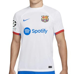Camiseta Nike 2a Barcelona Gavi 23 24 DF Stadium UCL - Camiseta de la segunda equipación de Gavi Nike del FC Barcelona para la Champions League 2023 2024 - blanca