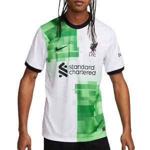 Camiseta Nike 2a Liverpool Salah 2023 2024 Dri-Fit Stadium - Camiseta de la segunda equipación Nike del Liverpool FC de Salah - blanca, verde