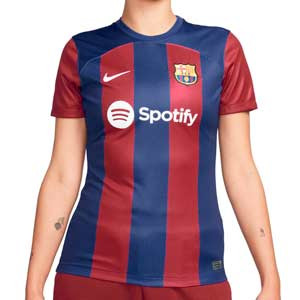 Camiseta Nike Barcelona mujer Lewandowski 2023 2024 Stadium - Camiseta de la primera equipación de mujer de Robert Lewandowski Nike del FC Barcelona 2023 2024 - azulgrana
