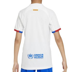 Camiseta Nike 2a Barcelona niño 2023 2024 Dri-Fit Stadium - Camiseta de la segunda equipación infantil Nike del FC Barcelona 2023 2024 - blanca