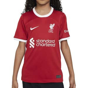 Camiseta Nike Liverpool niño Salah 2023 2024 Dri-Fit Stadium - Camiseta de la primera equipación infantil de Salah Nike del Liverpool FC 2023 2024 - roja
