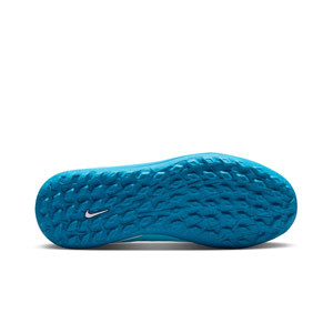 Nike Jr Phantom Luna II Club TF - Zapatillas de fútbol multitaco infantiles con tobillera Nike TF suela turf - azul cian