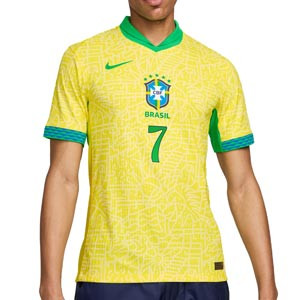 Camiseta Nike Brasil Vini Jr Match 24-25 Dri-Fit Advance - Camiseta de la primera equipación Nike de Vinicius Jr de la selección brasileña 2024 2025 versión jugador - amarilla